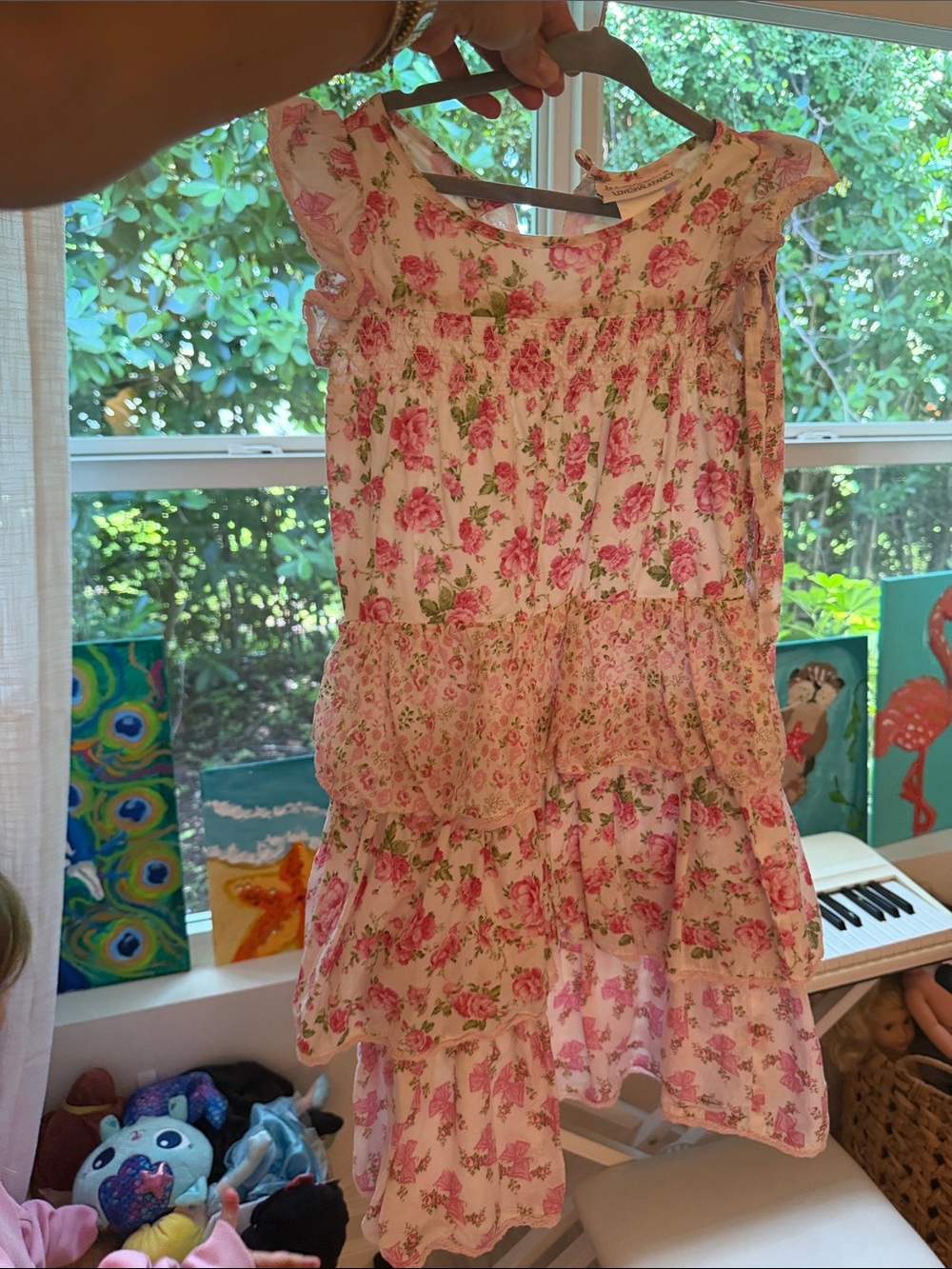 LoveShackFancy x American Girl Pink Floral Tiered Ruffle Dress for Girls
